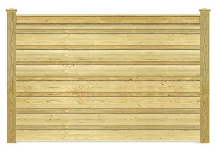 Board on board horizontal wood fence with cap and trim