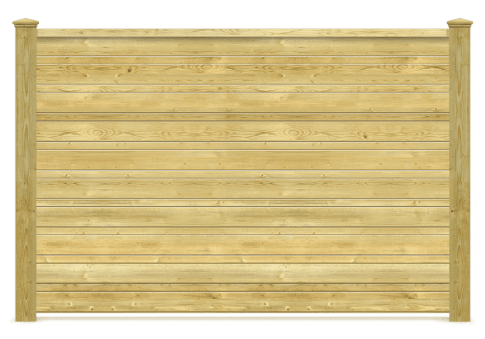 Horizontal wood fence with cap and trim