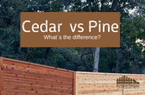 Picture shows the difference in materials and colors between cedar and pine wood fences